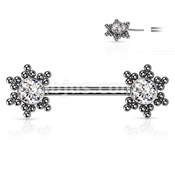 316L Surgical Steel Threadless Push In Nipple Barbell with CZ Center... - Image 3