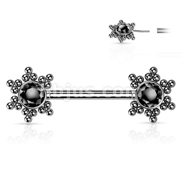 316L Surgical Steel Threadless Push In Nipple Barbell with CZ Center... - Image 4