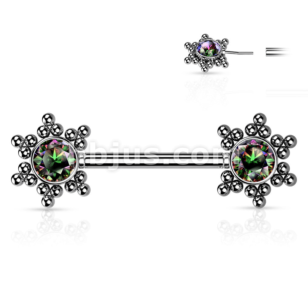 316L Surgical Steel Threadless Push In Nipple Barbell with CZ Center... - Image 5