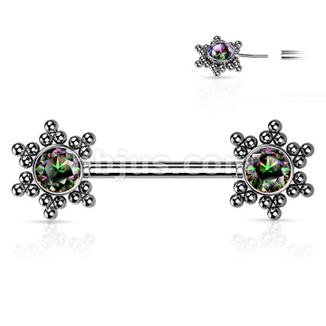 316L Surgical Steel Threadless Push In Nipple Barbell with CZ Center... - Image 5