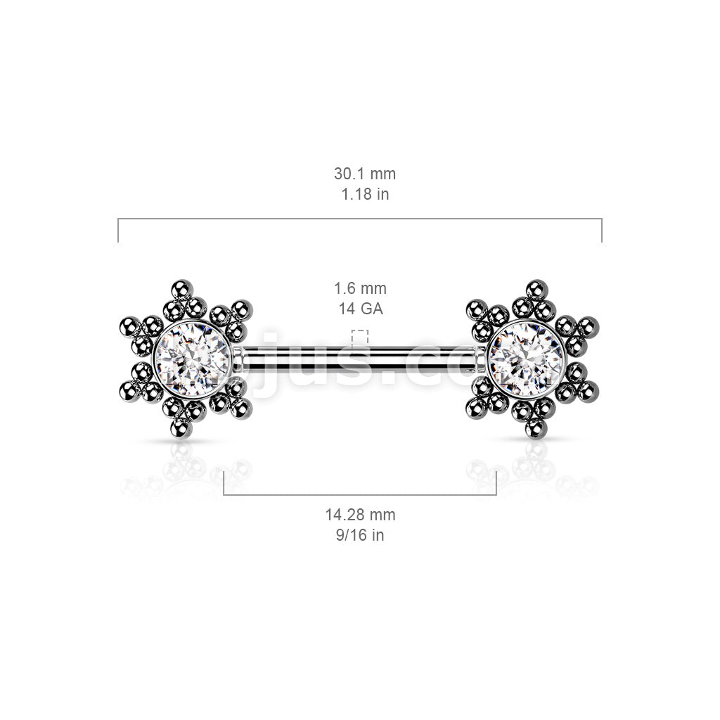 316L Surgical Steel Threadless Push In Nipple Barbell with CZ Center... - Image 6