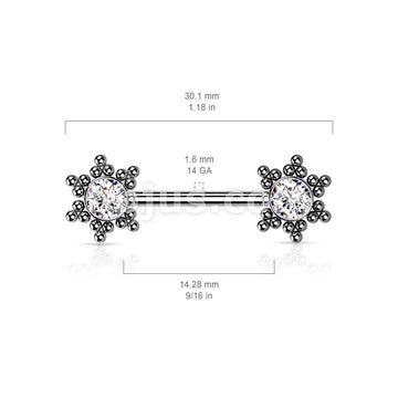 316L Surgical Steel Threadless Push In Nipple Barbell with CZ Center... - Image 6