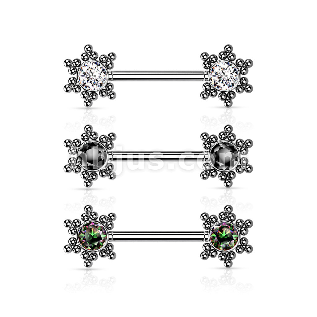 316L Surgical Steel Threadless Push In Nipple Barbell with CZ Center... - Image 7