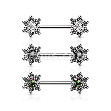 316L Surgical Steel Threadless Push In Nipple Barbell with CZ Center... - Image 7