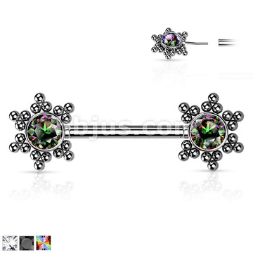 316L Surgical Steel Threadless Push In Nipple Barbell with CZ Center... - Image 2