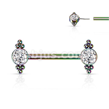 316L Surgical Steel Threadless Push In Nipple Barbell with CZ and Ball... - Image 5