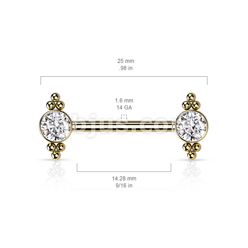 316L Surgical Steel Threadless Push In Nipple Barbell with CZ and Ball... - Image 6