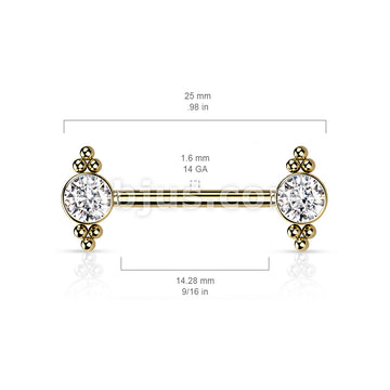 316L Surgical Steel Threadless Push In Nipple Barbell with CZ and Ball... - Image 6