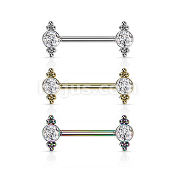 316L Surgical Steel Threadless Push In Nipple Barbell with CZ and Ball... - Image 7