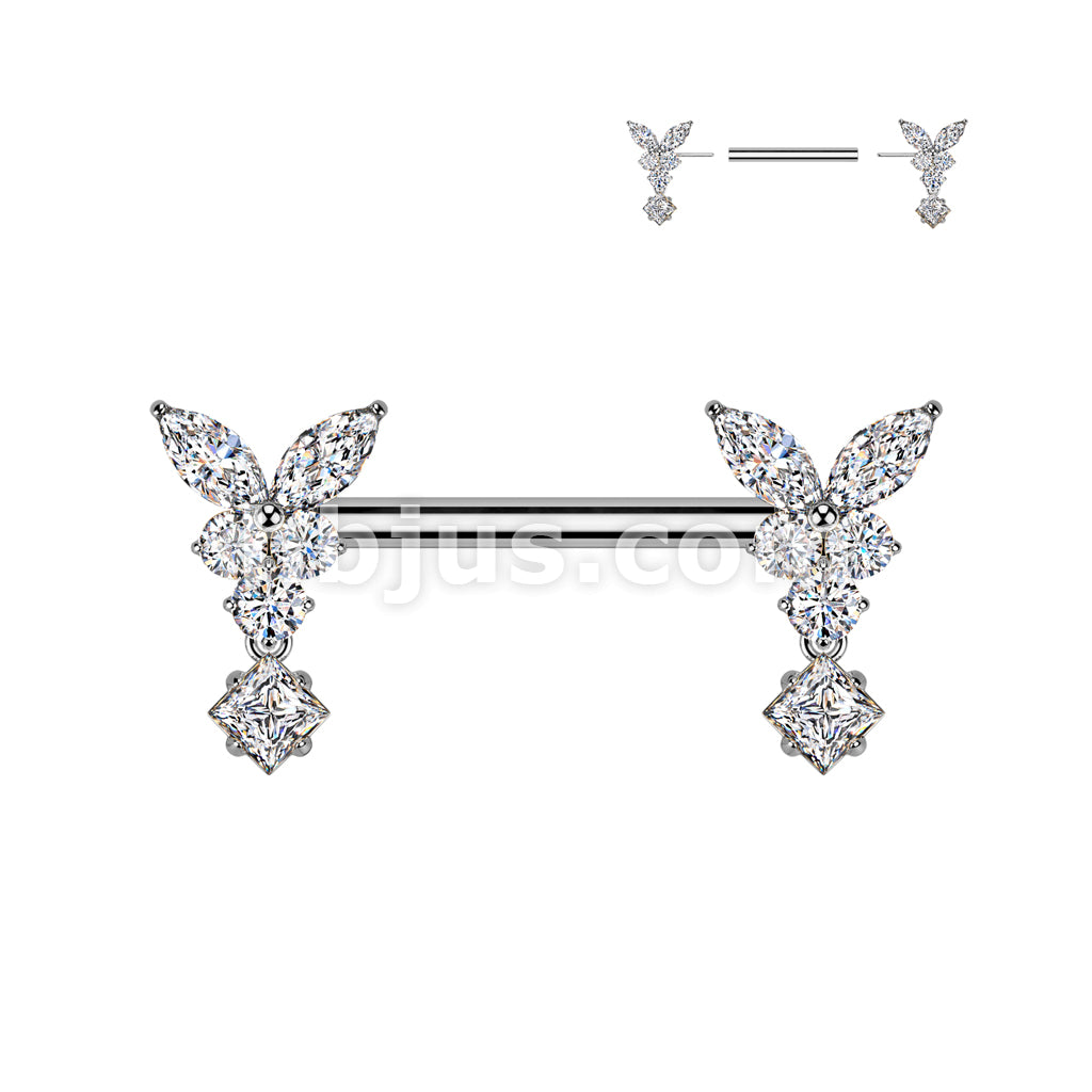 316L Surgical Steel 316L Surgical Steel Threadless Push In Butterfly CZ... - Image 2