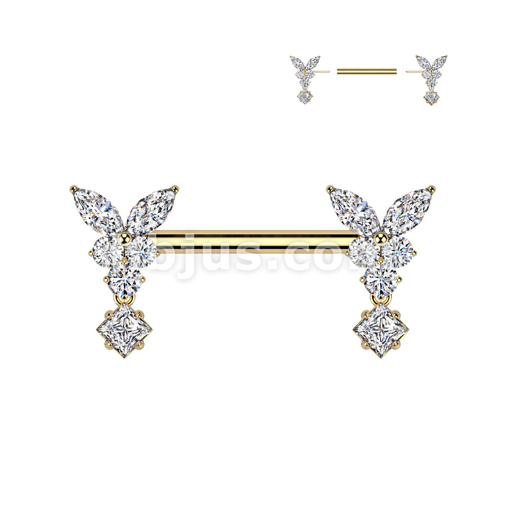 316L Surgical Steel 316L Surgical Steel Threadless Push In Butterfly CZ... - Image 3