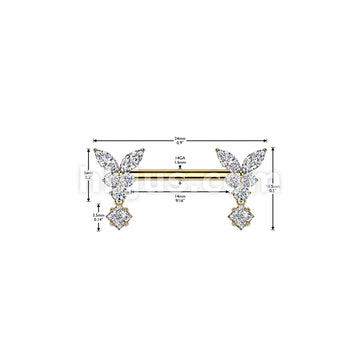 316L Surgical Steel 316L Surgical Steel Threadless Push In Butterfly CZ... - Image 4