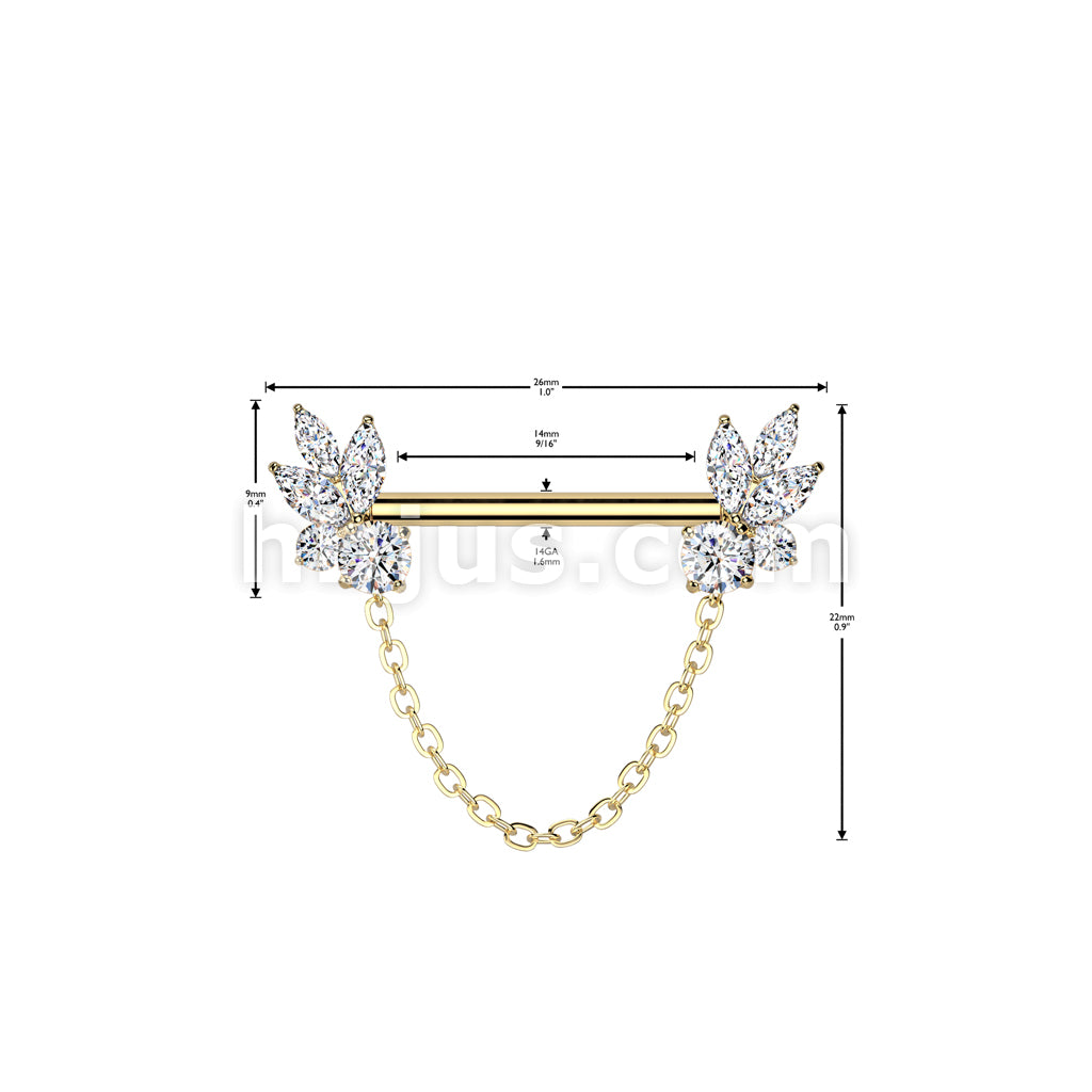 316L Surgical Steel 316L Surgical Steel Threadless Push In Marquise CZ... - Image 4