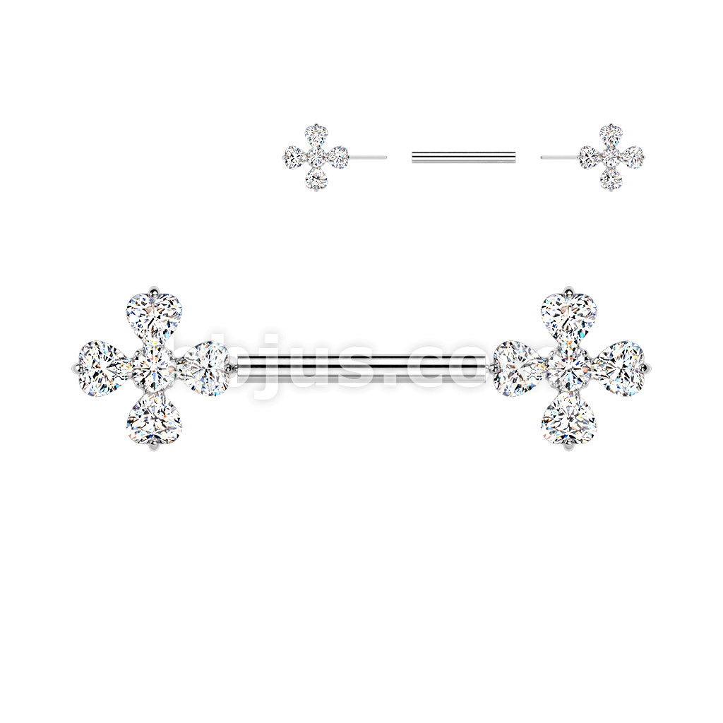 316L Surgical Steel 316L Threadless Push In CZ Celtic 4 Leaf Clover... - Image 2