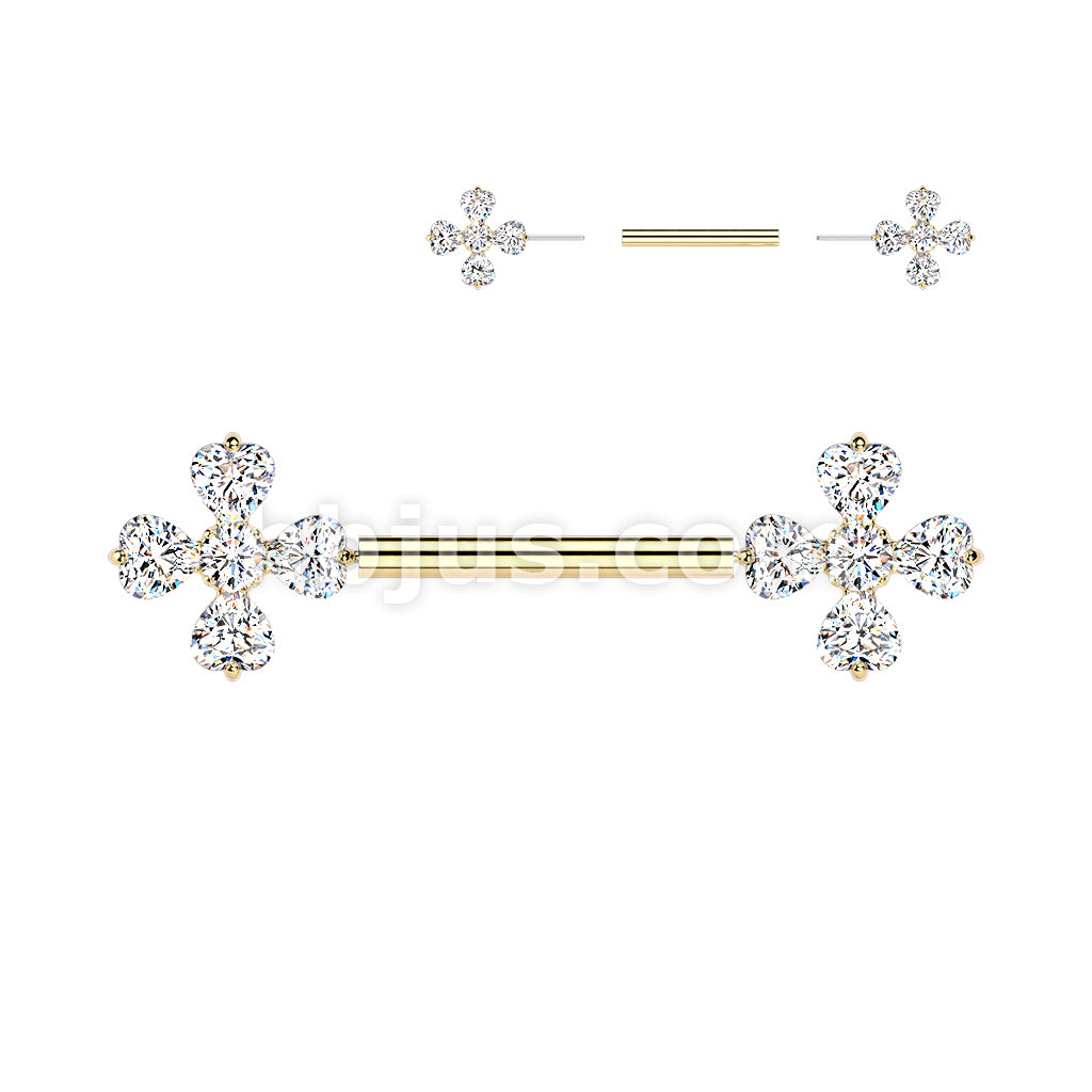 316L Surgical Steel 316L Threadless Push In CZ Celtic 4 Leaf Clover... - Image 3