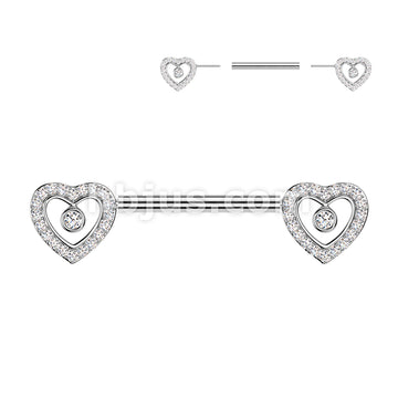 316L Surgical Steel 316L Threadless Push In Pave CZ Heart Nipple... - Image 2