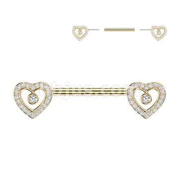 316L Surgical Steel 316L Threadless Push In Pave CZ Heart Nipple... - Image 3