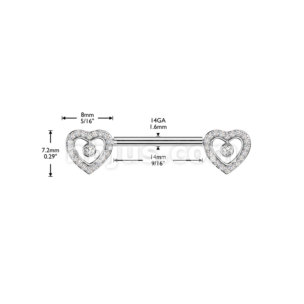 316L Surgical Steel 316L Threadless Push In Pave CZ Heart Nipple... - Image 4