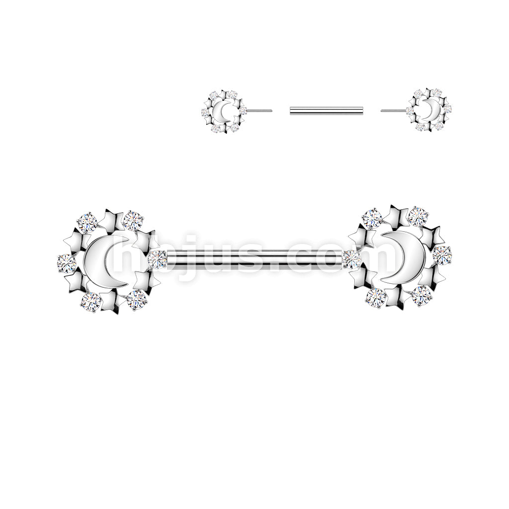 316L Surgical Steel 316L Threadless Push In Crescent Moon Nipple... - Image 2