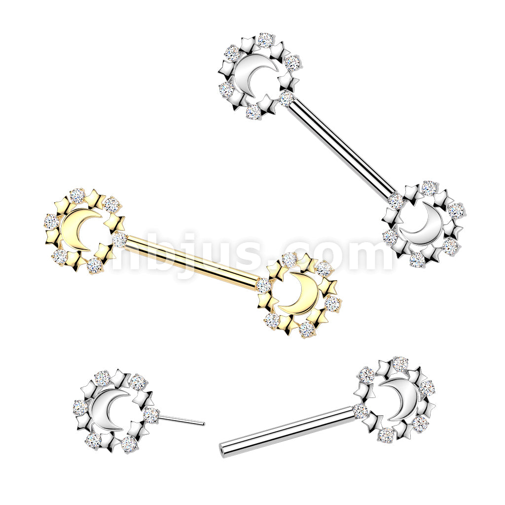 316L Surgical Steel 316L Threadless Push In Crescent Moon Nipple...