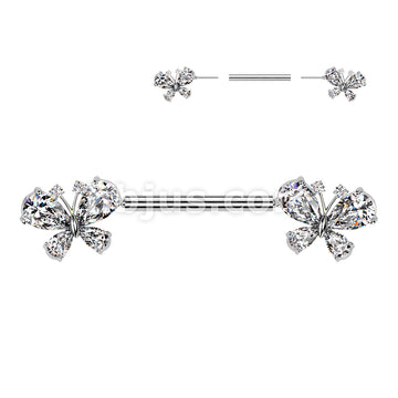 316L Surgical Steel 316L Threadless Push In Pave CZ Butterfly Nipple... - Image 2