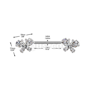 316L Surgical Steel 316L Threadless Push In Pave CZ Butterfly Nipple... - Image 4