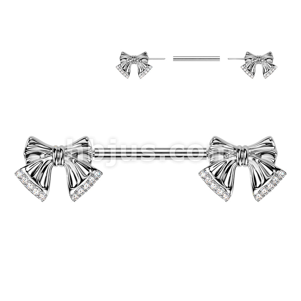 316L Surgical Steel 316L Threadless Push In Pave CZ Tip Ribbon Nipple... - Image 2