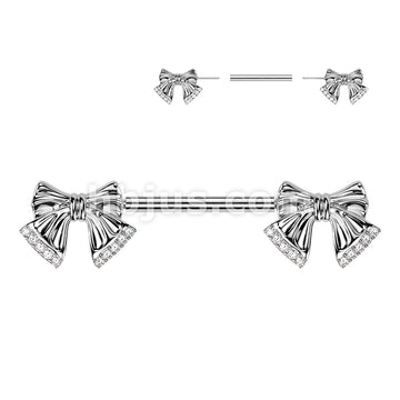 316L Surgical Steel 316L Threadless Push In Pave CZ Tip Ribbon Nipple... - Image 2