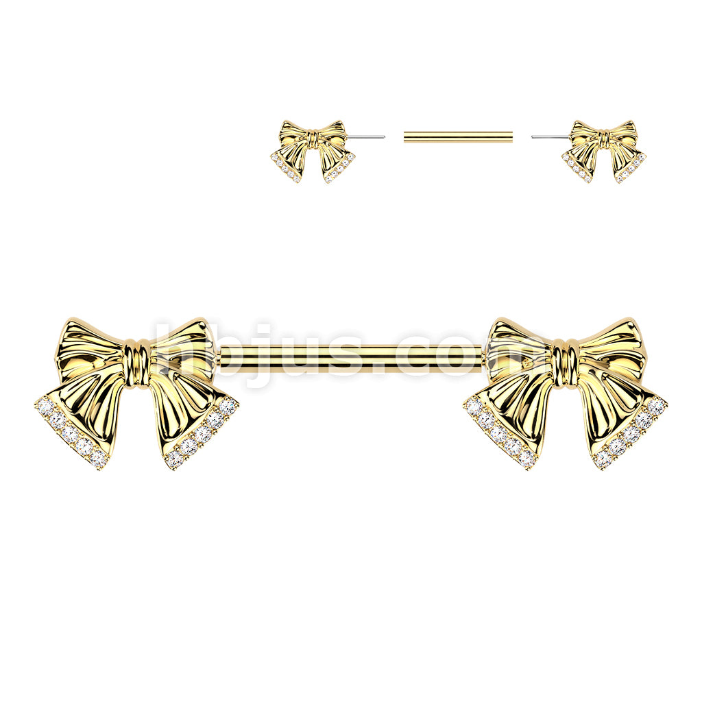 316L Surgical Steel 316L Threadless Push In Pave CZ Tip Ribbon Nipple... - Image 3