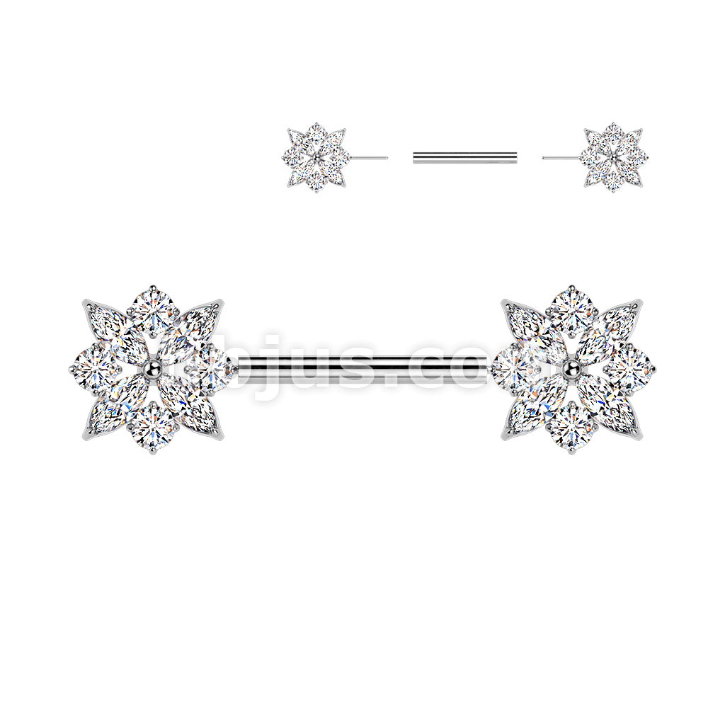 316L Surgical Steel 316L Threadless Push In CZ Cluster With CZ Flower... - Image 2