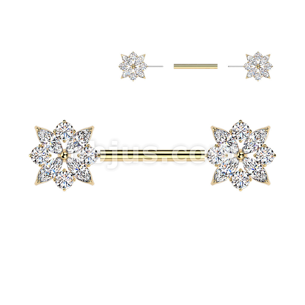 316L Surgical Steel 316L Threadless Push In CZ Cluster With CZ Flower... - Image 3
