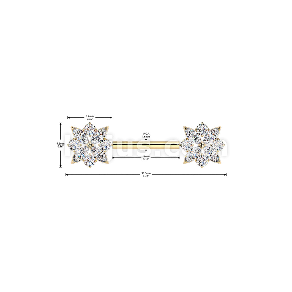316L Surgical Steel 316L Threadless Push In CZ Cluster With CZ Flower... - Image 4