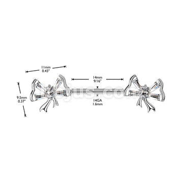 316L Surgical Steel 316L Threadless Push In Baguette CZ Bowtie Nipple... - Image 4