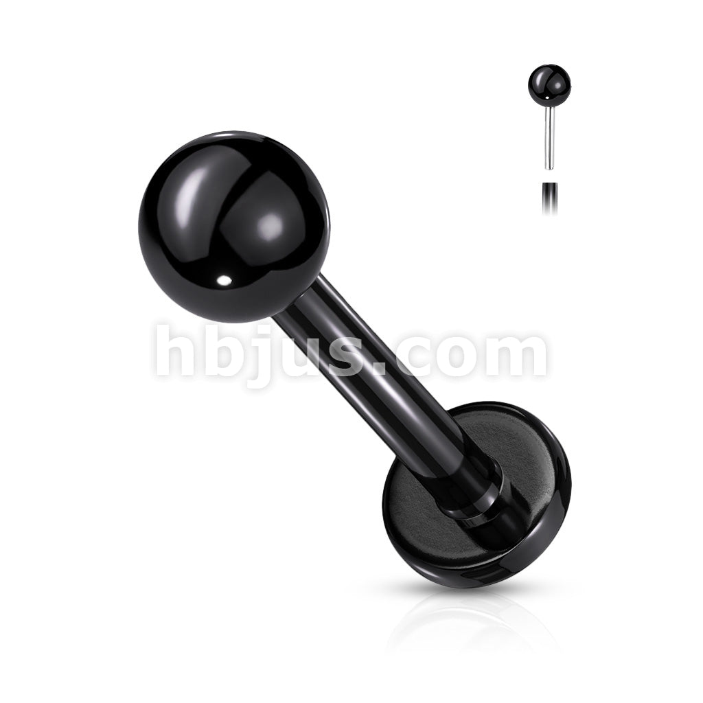Push In Top Ball PVD Over316L Surgical Steel Threadless Labret, Monroe,... - Image 4
