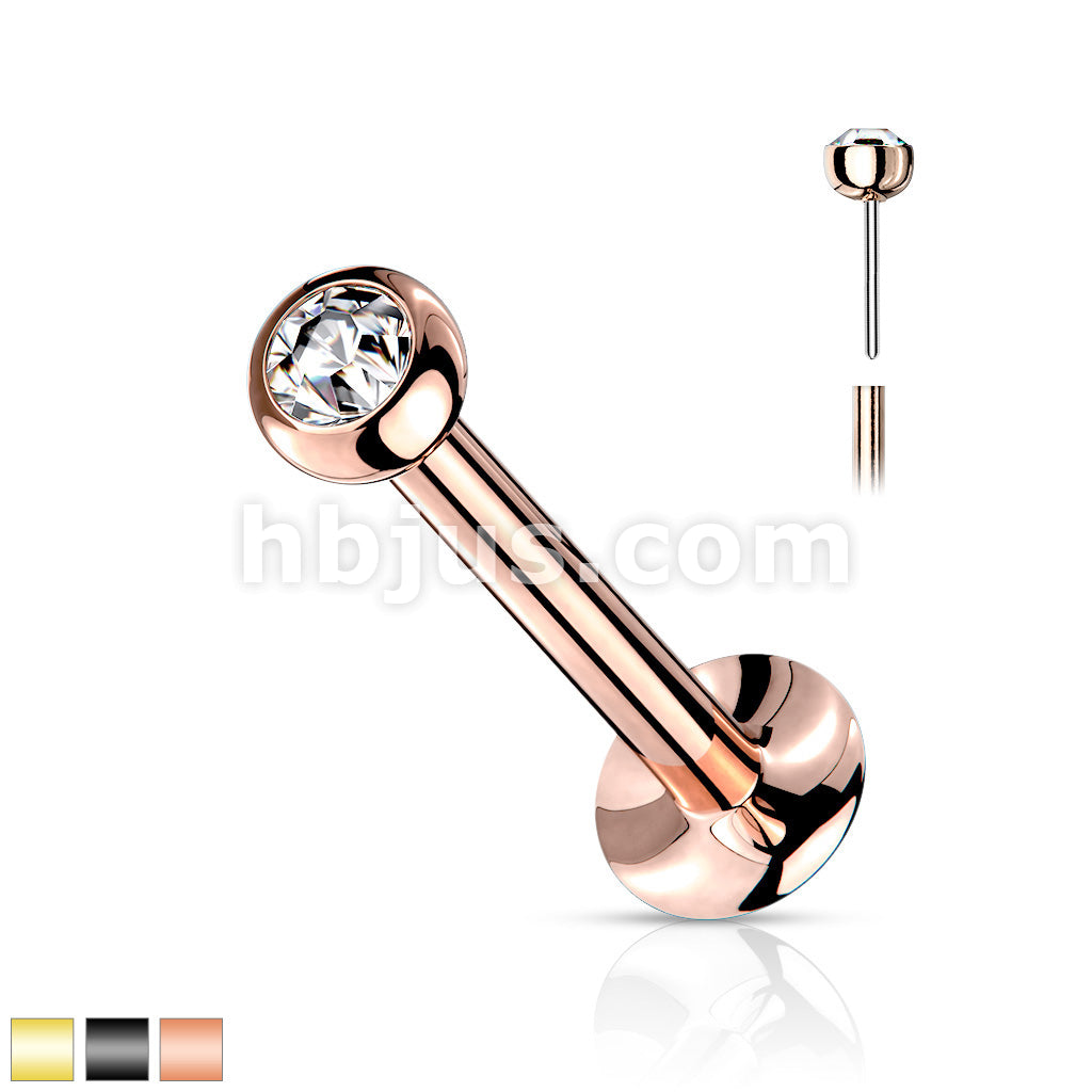 Push In Press Fit Jeweled Ball Top PVD Over 316L Surgical Steel... - Image 2