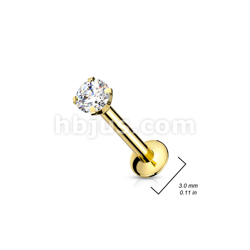 CZ Prong Set Threadless Top PVD Over 316L Surgical Steel Push in... - Image 8