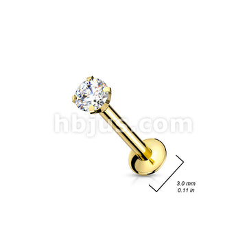 CZ Prong Set Threadless Top PVD Over 316L Surgical Steel Push in... - Image 8