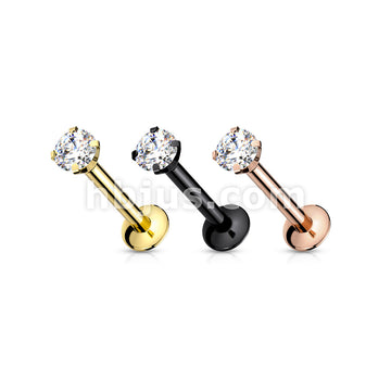 CZ Prong Set Threadless Top PVD Over 316L Surgical Steel Push in... - Image 6