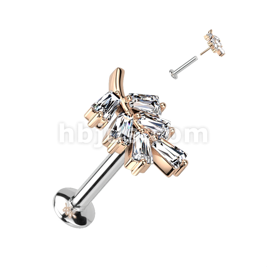316L Surgical Steel CZ Leaf Threadless Push In Top 316L Surgical Steel... - Image 4