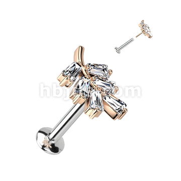 316L Surgical Steel CZ Leaf Threadless Push In Top 316L Surgical Steel... - Image 4