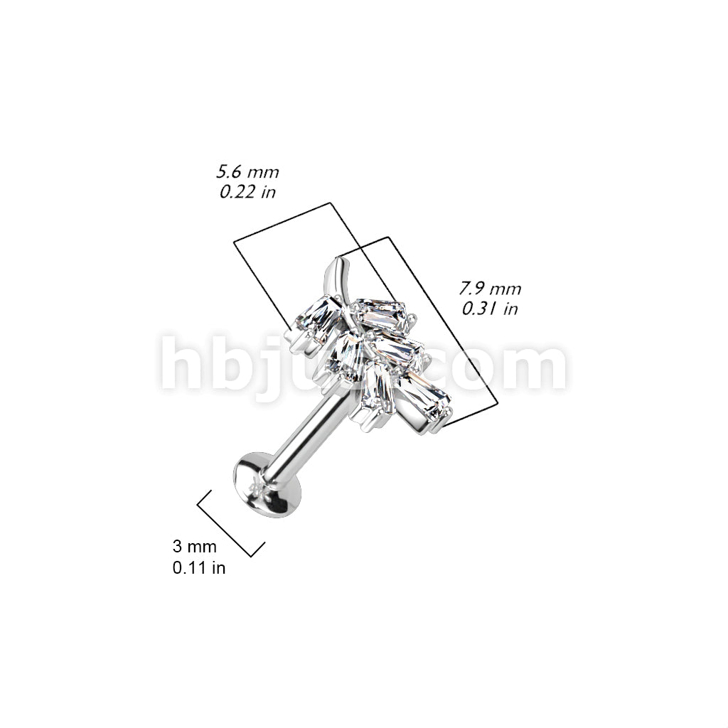 316L Surgical Steel CZ Leaf Threadless Push In Top 316L Surgical Steel... - Image 5