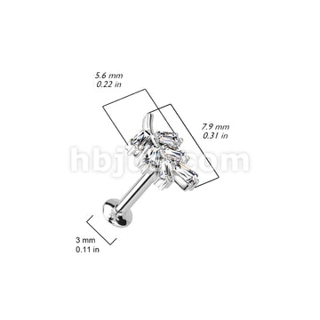 316L Surgical Steel CZ Leaf Threadless Push In Top 316L Surgical Steel... - Image 5
