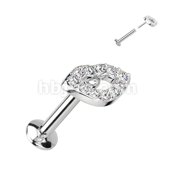 316L Surgical Steel CZ Pave Lip Threadless Push In Top 316L Surgical... - Image 2