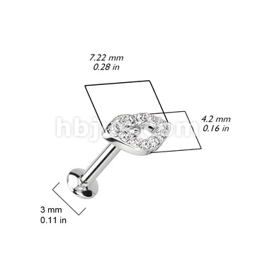 316L Surgical Steel CZ Pave Lip Threadless Push In Top 316L Surgical... - Image 5