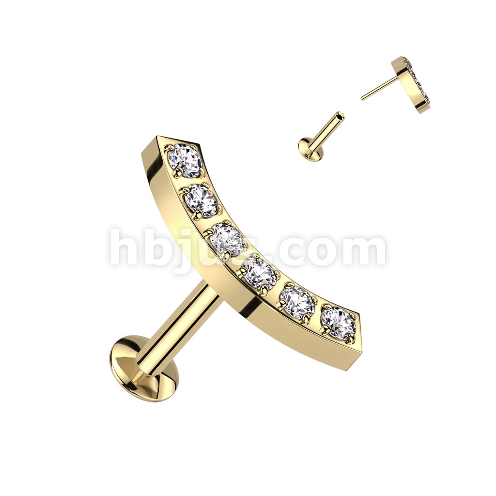 5 CNC Set CZ Curved Threadless Push In Top All 316L Surgical Steel... - Image 2