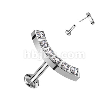 5 CNC Set CZ Curved Threadless Push In Top All 316L Surgical Steel... - Image 3