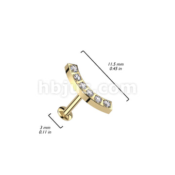 5 CNC Set CZ Curved Threadless Push In Top All 316L Surgical Steel... - Image 4