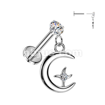 316L Surgical Steel 316L Threadless Push In Prong Set CZ Flat Back... - Image 2