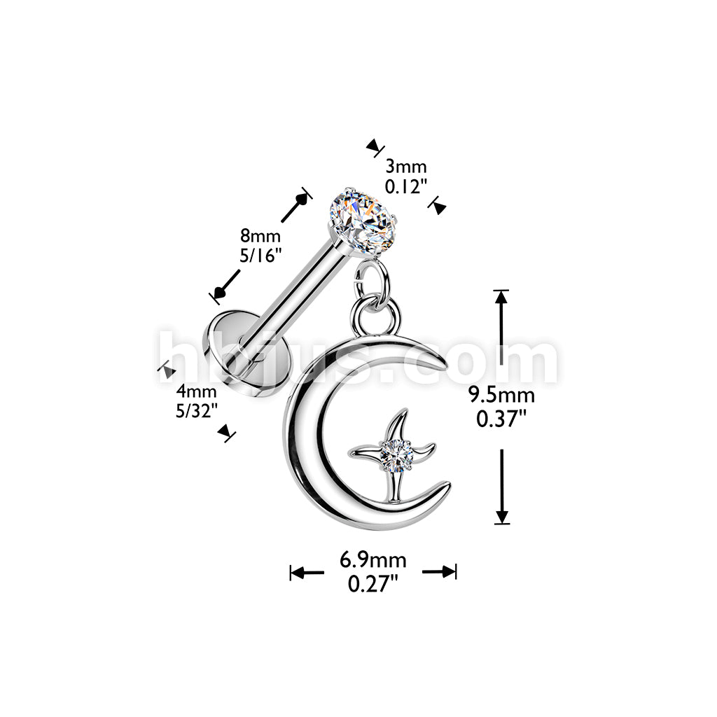 316L Surgical Steel 316L Threadless Push In Prong Set CZ Flat Back... - Image 4