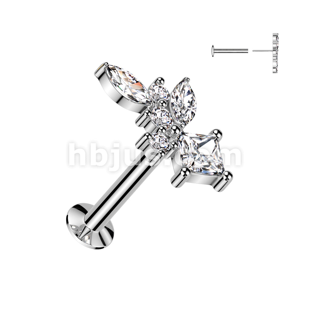 316L Surgical Steel Threadless Push In Flat Back Stud With Convex Back... - Image 2